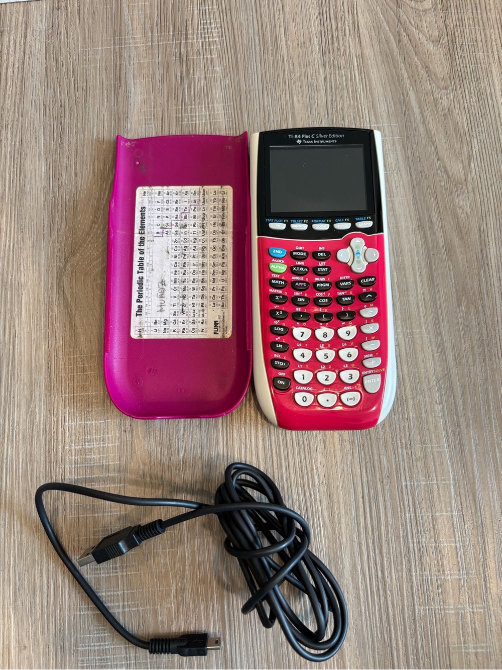 Texas Instruments TI-84 Plus C Silver Edition Graphing Calculator - Pink Charger
